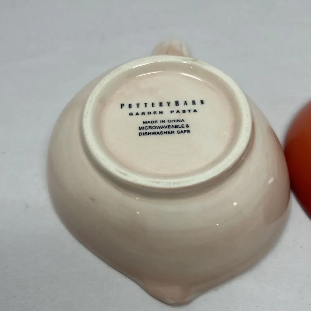 Pottery Barn Garden Pasta Bowls Vegetables Eggplant Tomato Onion Avocado 4pc